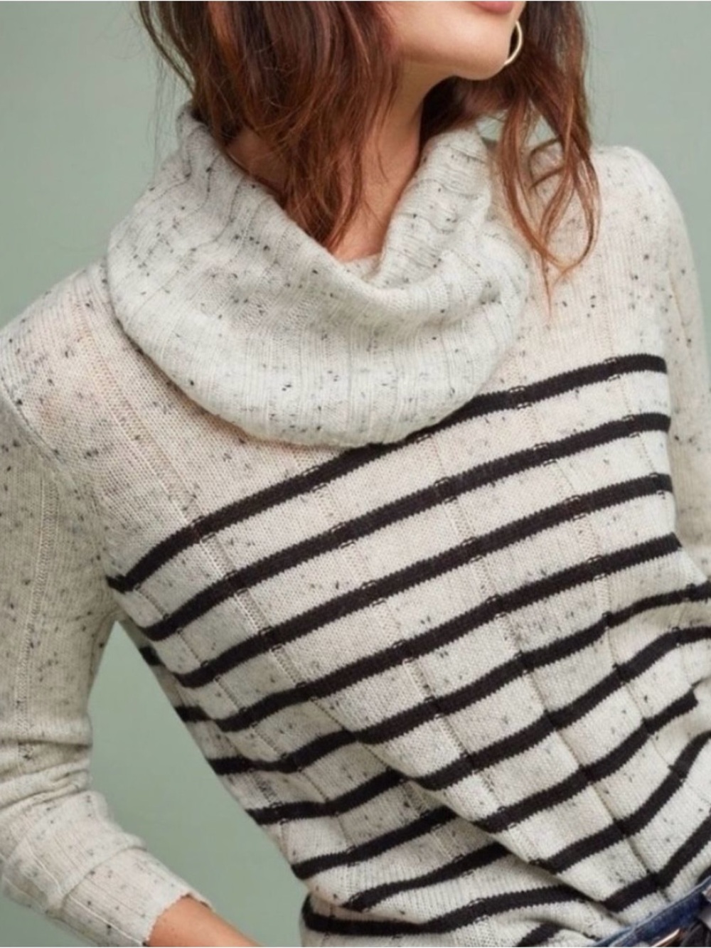 Anthropologie Moth Striped Cowl Neck Sweater XS